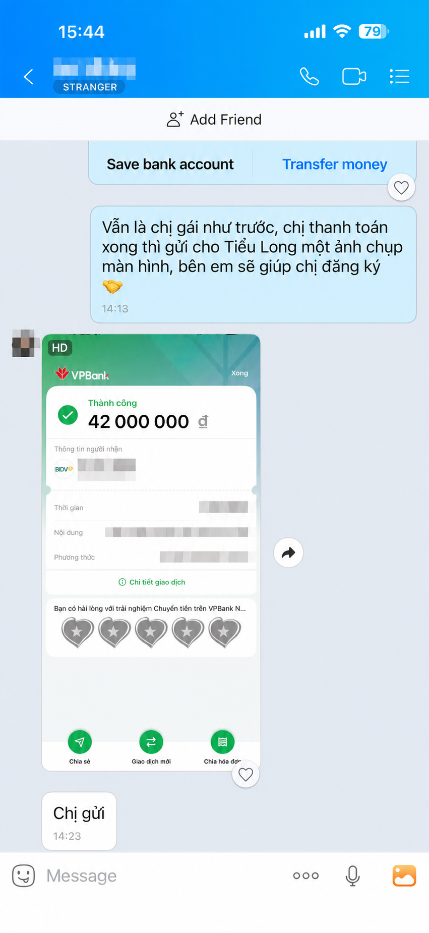 Xác nhận giao dịch 42 triệu đồng