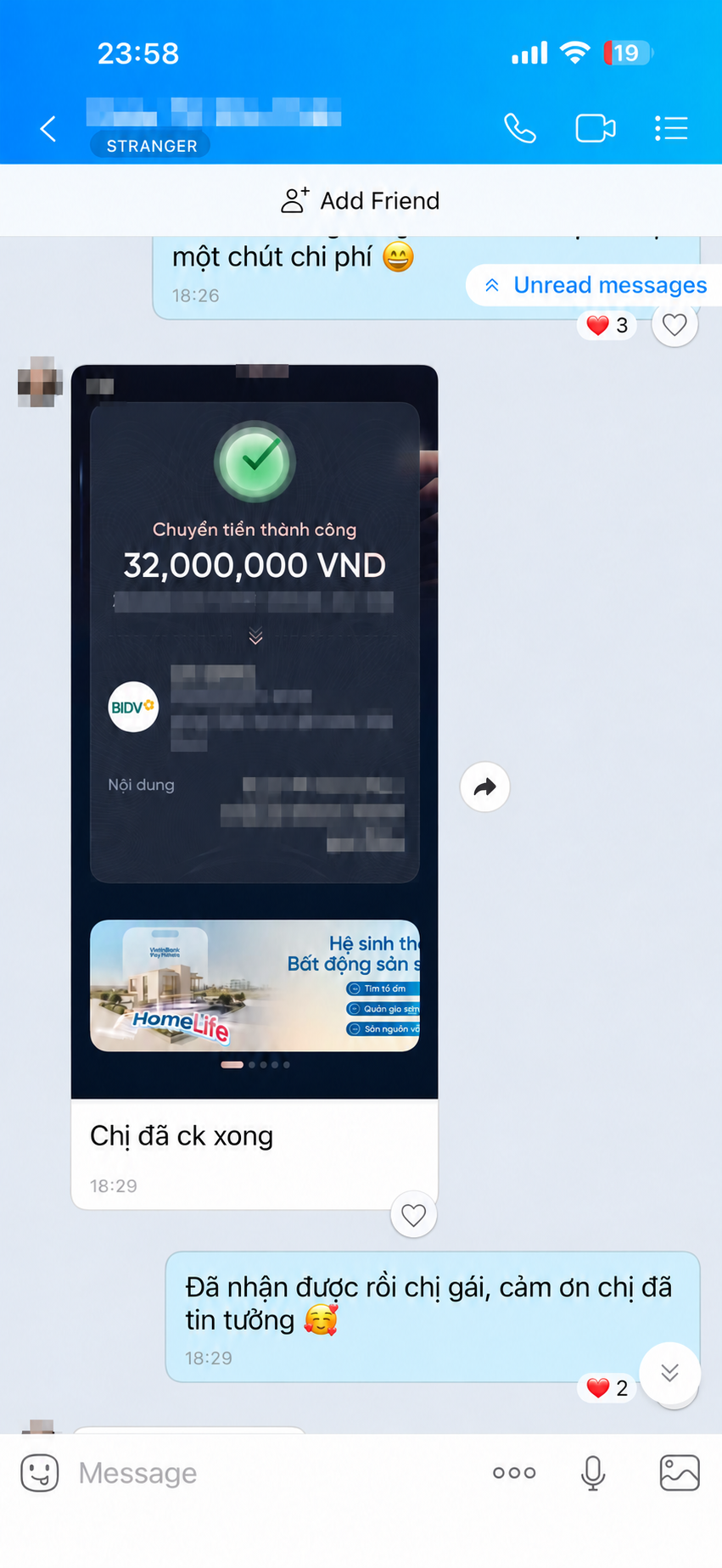 Xác nhận giao dịch 32 triệu đồng