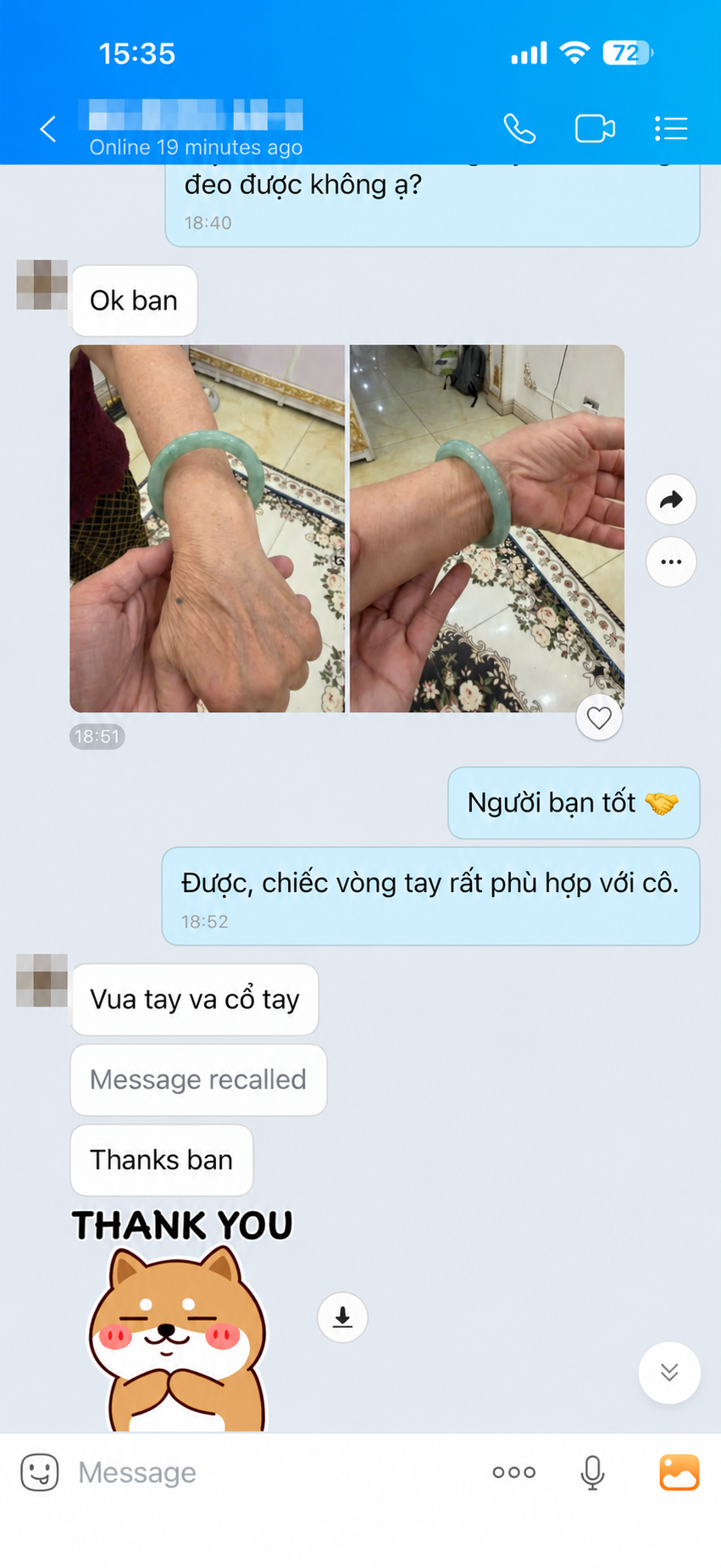 Khách hàng xác nhận vòng tay vừa vặn